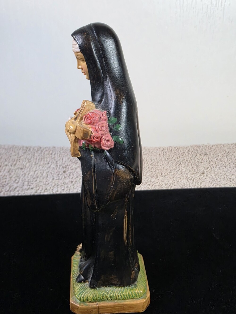 Religious Statue Figurine - Black and Pink Saint Rita Of Cascia - Picture 5 of 9